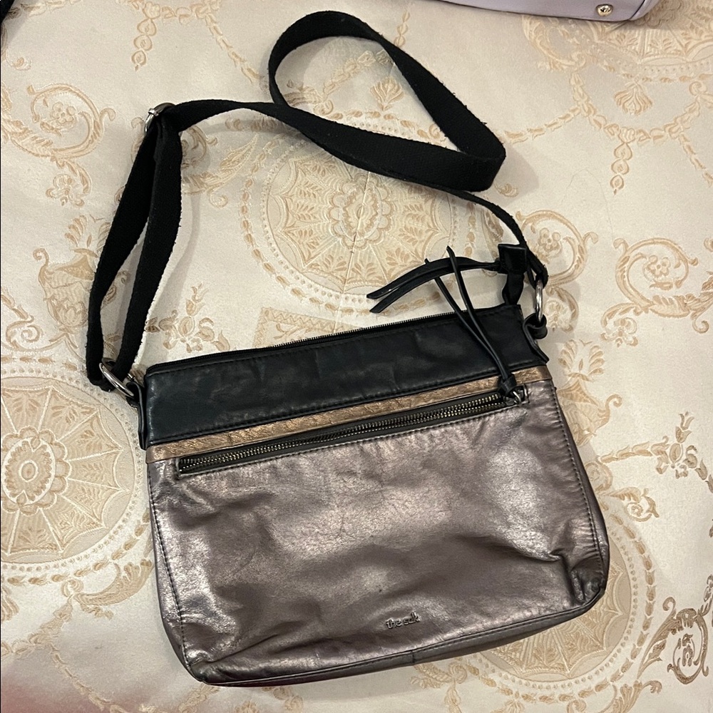 The Sak Black and Silver Crossbody Bag